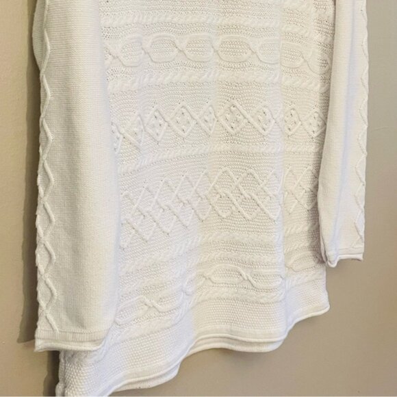 Tribal Ivory Cable Knit Scoop Neck Tunic 100% Cotton Sweater - Picture 14 of 14